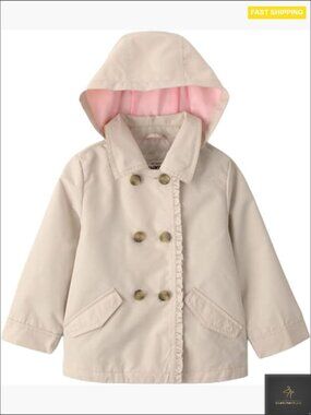 Hooded Trench Jacket Classic Preppy Spring Coat Water Resistant Lightweight
